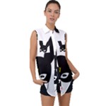Bunny Girl Mask Sleeveless Chiffon Button Shirt
