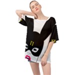Bunny Girl Mask Oversized Chiffon Top