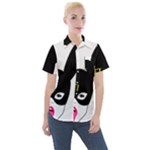 Bunny Girl Mask Women s Short Sleeve Pocket Shirt