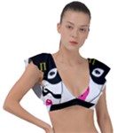 Bunny Girl Mask Plunge Frill Sleeve Bikini Top