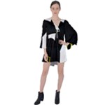Bunny Girl Mask V-Neck Flare Sleeve Mini Dress