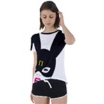 Bunny Girl Mask Short Sleeve Foldover Tee