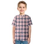 Retro Pink And Grey Pattern Kids  Sport Mesh Tee