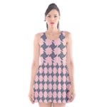 Retro Pink And Grey Pattern Scoop Neck Skater Dress