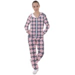 Retro Pink And Grey Pattern Women s Tracksuit