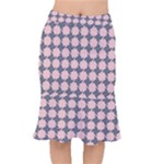 Retro Pink And Grey Pattern Short Mermaid Skirt