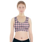 Retro Pink And Grey Pattern Sports Bra With Pocket