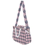 Retro Pink And Grey Pattern Rope Handles Shoulder Strap Bag