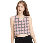 Retro Pink And Grey Pattern V-Neck Cropped Tank Top
