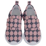 Retro Pink And Grey Pattern Kids  Velcro No Lace Shoes