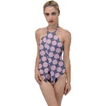 Retro Pink And Grey Pattern Go with the Flow One Piece Swimsuit