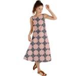 Retro Pink And Grey Pattern Summer Maxi Dress