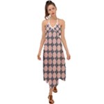 Retro Pink And Grey Pattern Halter Tie Back Dress 