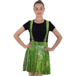 In the forest the fullness of spring, green, Velvet Suspender Skater Skirt