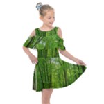 In the forest the fullness of spring, green, Kids  Shoulder Cutout Chiffon Dress