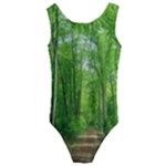 In the forest the fullness of spring, green, Kids  Cut-Out Back One Piece Swimsuit