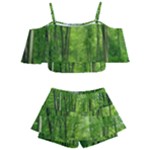 In the forest the fullness of spring, green, Kids  Off Shoulder Skirt Bikini