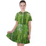 In the forest the fullness of spring, green, Short Sleeve Shoulder Cut Out Dress 