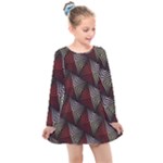 Abstract Zigzag Motif Kids  Long Sleeve Dress