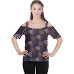 Zigzag Motif Design Cutout Shoulder Tee