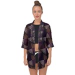 Zigzag Motif Design Open Front Chiffon Kimono