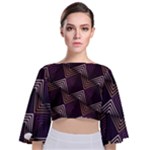 Zigzag Motif Design Tie Back Butterfly Sleeve Chiffon Top