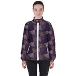 Zigzag Motif Design Women s High Neck Windbreaker