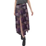 Zigzag Motif Design Velour Split Maxi Skirt