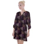 Zigzag Motif Design Open Neck Shift Dress