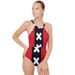 Vertical Amsterdam Flag High Neck One Piece Swimsuit