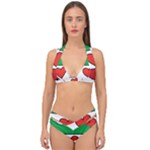 Heart Flag Map of Iran  Double Strap Halter Bikini Set