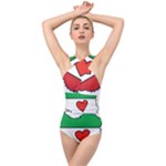 Heart Flag Map of Iran  Cross Front Low Back Swimsuit