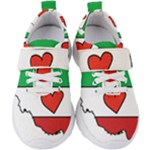 Heart Flag Map of Iran  Kids  Velcro Strap Shoes