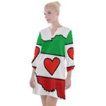 Heart Flag Map of Iran  Open Neck Shift Dress