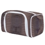 Brown Alligator Leather Skin Toiletries Pouch