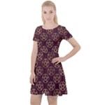 Golden Pentagram Cap Sleeve Velour Dress 