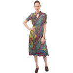 Abstract marbling Keyhole Neckline Chiffon Dress