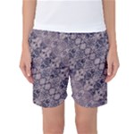 Violet Textured Mosaic Ornate Print Women s Basketball Shorts