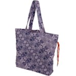 Violet Textured Mosaic Ornate Print Drawstring Tote Bag