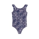 Violet Textured Mosaic Ornate Print Kids  Frill Swimsuit