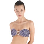 Violet Textured Mosaic Ornate Print Twist Bandeau Bikini Top