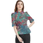 Psychedelic marbling patterns IV Frill Neck Blouse