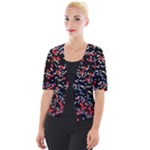 Multicolored Bubbles Motif Abstract Pattern Cropped Button Cardigan