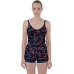 Multicolored Bubbles Motif Abstract Pattern Tie Front Two Piece Tankini