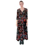 Multicolored Bubbles Motif Abstract Pattern Button Up Maxi Dress