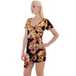 Copper Floral Short Sleeve Asymmetric Mini Dress