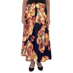 Copper Floral Flared Maxi Skirt