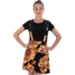 Copper Floral Velvet Suspender Skater Skirt