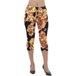 Copper Floral Lightweight Velour Capri Leggings 