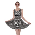Skull And Spider Web On Dark Background Skater Dress